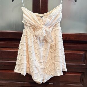SHEIN Cream Textured Strapless Romper